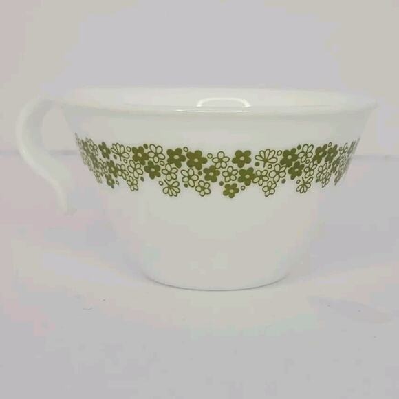 VTG Corelle Spring Blossom Crazy Daisy Green Hook Coffee Cups - 4 Stack Camp - Picture 1 of 10